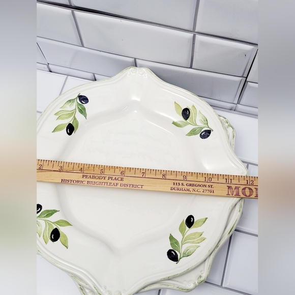 FARVAL Made in Portugal Lot of 4 Hand Painted Ceramic Dinner Plates Theme Olive - Picture 5 of 6